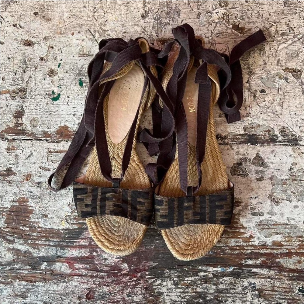 Fendi zucca strappy sandals espadrilles